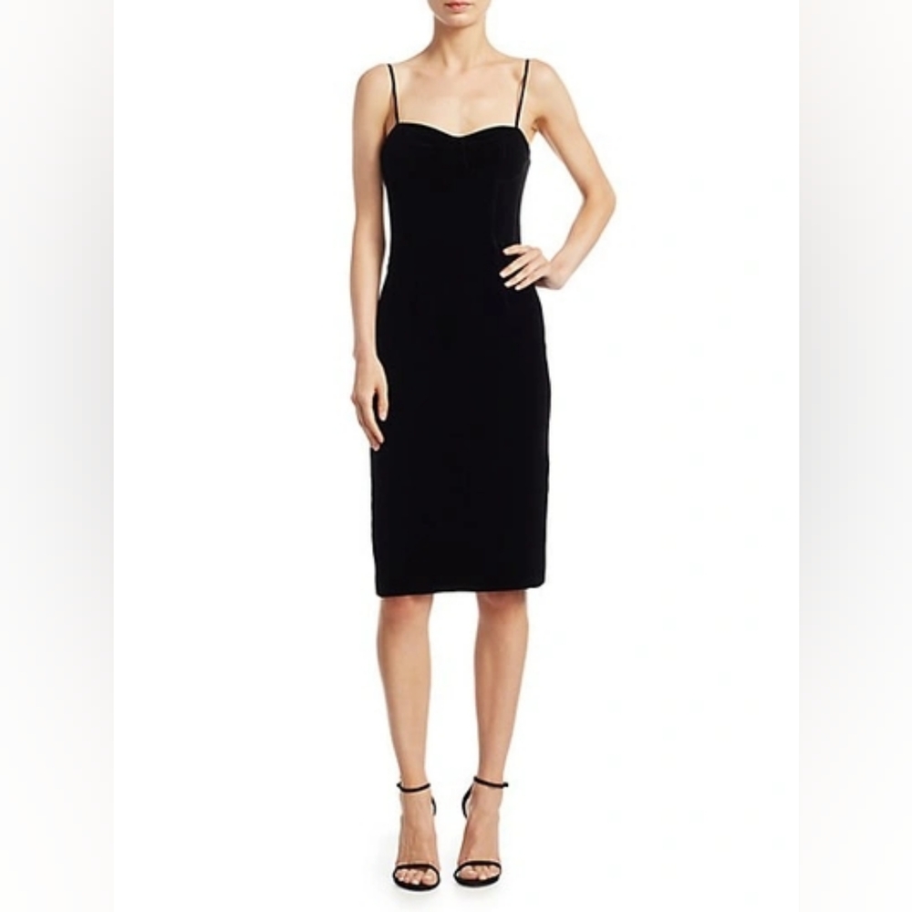 Theory Black Velvet Corset Midi Dress Size 0